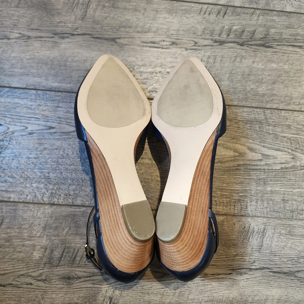 Talbots Women's Laney D'Orsay Navy Soft Nappa Wedge Almond Toe, Size 11M - Picture 8 of 11